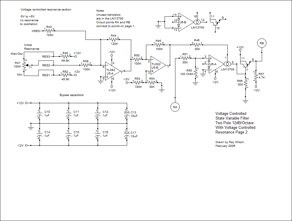 State Variable Vcf 12db Octave With Vc Resonance 9v To 15v