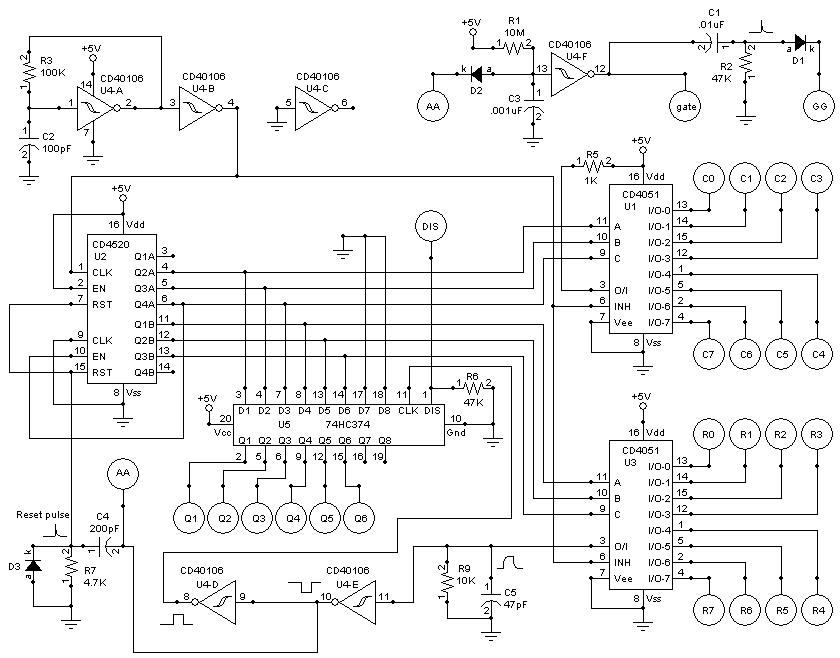 Matrix Scanning 1v Octave Keyboard Circuit, Keyboard Wiring Diagram