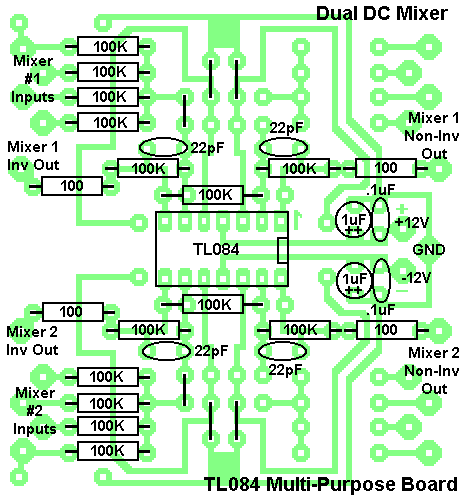 Dual 4 Channel DC Mixer Parts List ( Thanks to Colin Raffel )